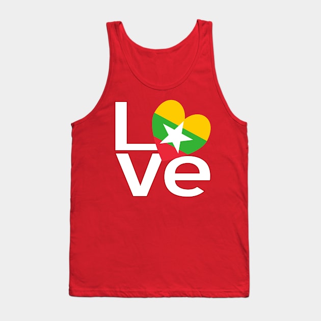 Red White Burma Myanmar LOVE Tank Top by AuntieShoe